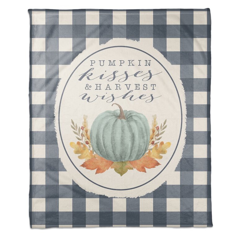 Pumpkin kisses and 2025 harvest wishes blanket